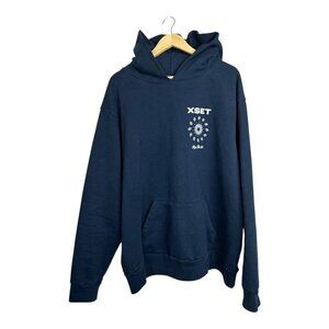 XSET Unique Graphic Heavyweight Navy‎ Hoodie Men's Size XL Logo, Design